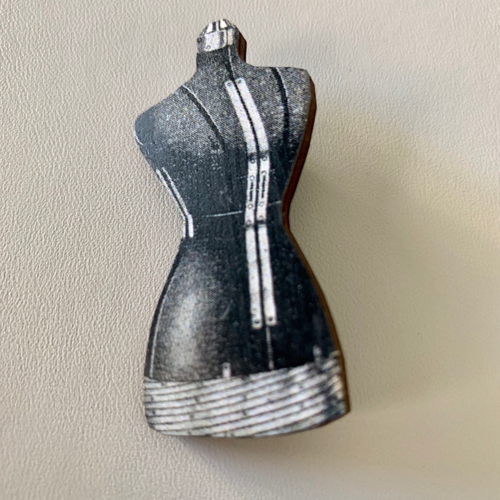 Black And White Corset Mannequin Brooch Pin